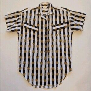 VTG Gottex Button Up Shirt Swim Bathing Suit Coverup Nautical Vacation Beach Med